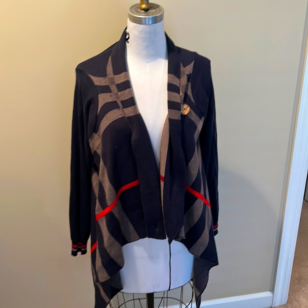 plaid navy cardigan